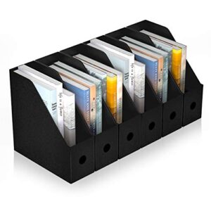 abc life plastic foldable black magazine file holder,6 pack desk organizer with colored labels,heavy-duty magazine file boxes/magazine rack,home storage & office organization for paperwork, folders