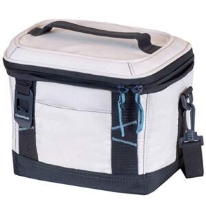 clevermade collapsible soft cooler bag -tote - insulated 6 can leakproof small cooler box with bottle opener and shoulder strap for lunch, beach, and picnic - cream