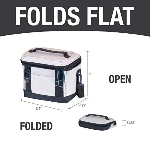 CleverMade Collapsible Soft Cooler Bag -Tote - Insulated 6 Can Leakproof Small Cooler Box with Bottle Opener and Shoulder Strap for Lunch, Beach, and Picnic - Cream