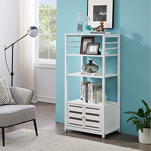 VECELO Bathroom Tall Storage Linen Cabinet 50" Freestanding Pantry Cupboard for Kitchen, Living Room,White