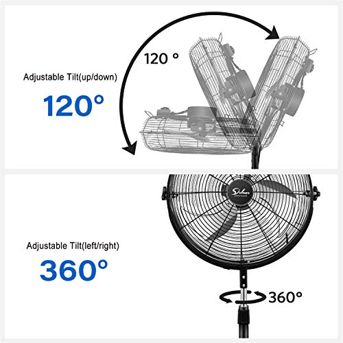 Simple Deluxe 18 Inch Pedestal Standing Fan, High Velocity, Heavy Duty Metal For Industrial, Commercial, Residential, Greenhouse Use, Black