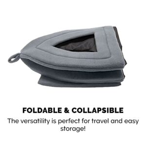 Furhaven Small Cat Bed Polar Fleece Foldable Pet Tent, Washable - Heather Gray, Small