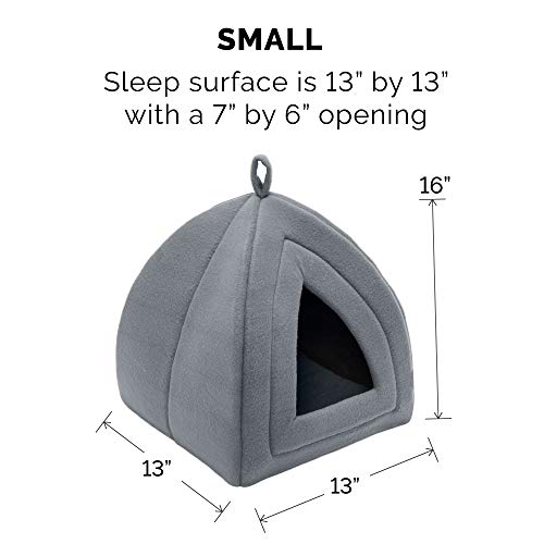 Furhaven Small Cat Bed Polar Fleece Foldable Pet Tent, Washable - Heather Gray, Small