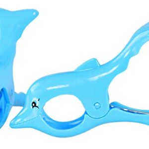 Home-X Dolphin Beach Towel Clips, Pool Accessories, Towel Holder Chair Clips - Set of Two - 5" L x 3" W