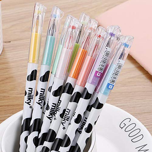 sencoo 12 pack Colorful Cute Diamond Gel Pen Candy Color Milky Cow Pens Set Writing Kawaii Stationery School Office Supplies