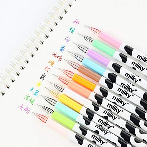 sencoo 12 pack Colorful Cute Diamond Gel Pen Candy Color Milky Cow Pens Set Writing Kawaii Stationery School Office Supplies