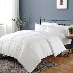 dafinner cotton down alternative comforter king | all-season duvet insert | 100% cotton cover, ultra-soft grs microfiber quilted medium warm bed comforter (104x88”, white)