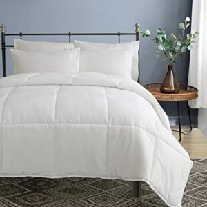 Dafinner Cotton Down Alternative Comforter King | All-Season Duvet Insert | 100% Cotton Cover, Ultra-Soft GRS Microfiber Quilted Medium Warm Bed Comforter (104x88”, White)