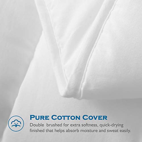 Dafinner Cotton Down Alternative Comforter King | All-Season Duvet Insert | 100% Cotton Cover, Ultra-Soft GRS Microfiber Quilted Medium Warm Bed Comforter (104x88”, White)