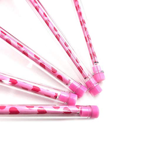 Needle Gel Ink Pens 5 PCS Pom Pom Pen Fluffy Pink Pompoms Plastic Rollerball Pen Signature Ball Point Pens Cartoon Ball Pen for Kids Children Students Women