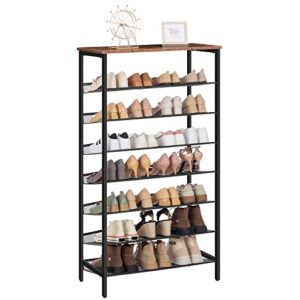 HOOBRO 8-Tier Shoe Rack, Large Capacity Shoe Shelf, Stable and Sturdy, Shoe Storage Organizer with Flat & Slant Adjustable Metal Shelves, for 21-28 Pairs of Shoes, Space Saver, Sturdy BF18XJ01