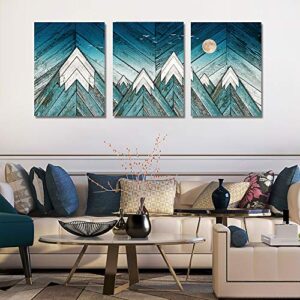 blue Abstract Canvas art Prints Wall Art Paintings for Living Room family kitchen Bedroom bathroom Wall decor modern Wall Artworks mountain Pictures Vintage wood grain 3 Piece Home Decoration posters