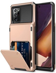 vofolen for galaxy note 20 ultra case 5g wallet 4-card flip cover credit card holder slot back pocket dual layer protective hybrid hard shell bumper armor case for samsung note 20 ultra 6.9 rose gold