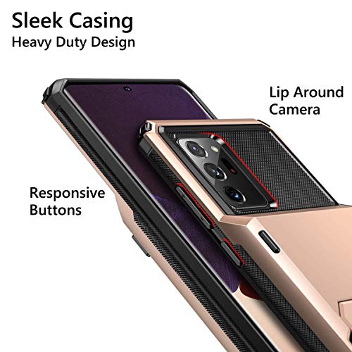 Vofolen for Galaxy Note 20 Ultra Case 5G Wallet 4-Card Flip Cover Credit Card Holder Slot Back Pocket Dual Layer Protective Hybrid Hard Shell Bumper Armor Case for Samsung Note 20 Ultra 6.9 Rose Gold