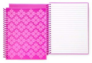 kate spade new york mini spiral notebook, 8.25" x 6.75" journal notebook with 112 lined pages, neon pink