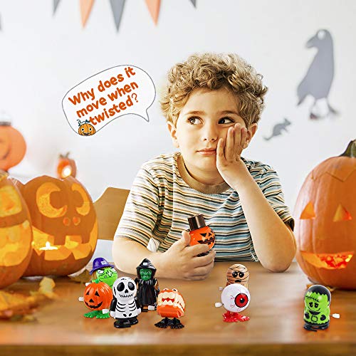 Halloween Toys for Kids Party Favors - Halloween Kids Gifts Wind Up Toys Bulk Halloween Treats for Toddlers| 12 Pcs Small Toys for Treasure Box Halloween Prizes Goodie Bag Fillers Classroom Supplies