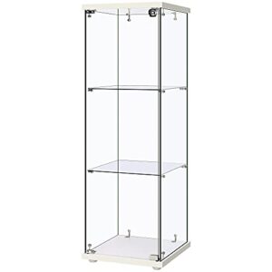 vivohome 3 layers 15.7''w x 15.7''d x 47.2''h glass display cabinet countertop showcase with lock, 5mm tempered glass 25mm mdf base