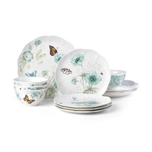 lenox butterfly meadow turquoise 12-pc dinnerware set, 17.55 lb, blue