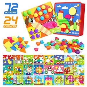 gxi button art toys crafts for toddler activities game peg board preschool toys mosaic pegboard for kids age 2 3 4 5 6 girls boys gift
