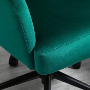 HOMCOM Retro Mid-Back Swivel Fabric Computer Desk Chair Height Adjustable with Metal Base, Leisure Task Chair on Rolling Wheels for Home Office, Green