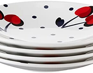 Kate Spade Vintage Cherry Dot 4-Piece Tidbit Plate Set, 1.75 LB, Red