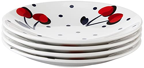 Kate Spade Vintage Cherry Dot 4-Piece Tidbit Plate Set, 1.75 LB, Red