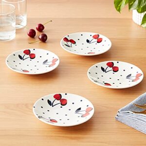 Kate Spade Vintage Cherry Dot 4-Piece Tidbit Plate Set, 1.75 LB, Red