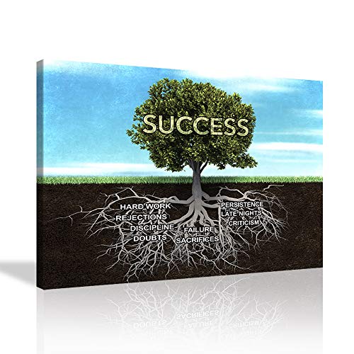 VIIVEI Success Tree Motivational Canvas Wall Art Inspiring Inspirational Entrepreneur Quotes Print Poster Painting Modern Success Quotes Wall Decoration for Home Office Classroom Framed Ready to Hang