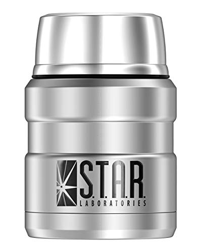 The Flash S.T.A.R. Labs Logo, THERMOS STAINLESS KING Stainless Steel Food Jar with Folding Spoon, Vacuum insulated & Double Wall, 16oz