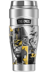 thermos batman 80 years bat panels, stainless king stainless steel travel tumbler, vacuum insulated & double wall, 16oz