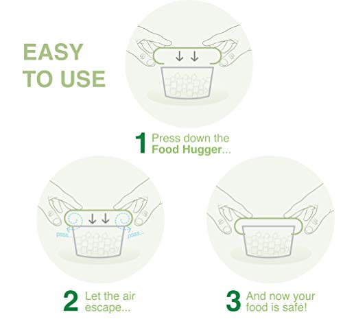 Food Huggers Replacement Lids for Glass Storage Containers Silicone & Glass Lids that Don’t Crack | Fits Round Container Brands & Bowls | 100% Plastic Free | 4 Lid Set (XS,S,M,L), Gradual Green