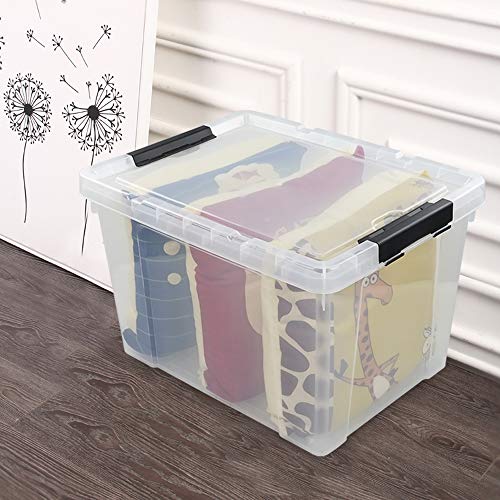 Pekky 50 Quart Clear Storage Containers/Bins with Lid，Wheels and Latching Handles, Large Rolling Storage Plastic Box Tote(4Packs)