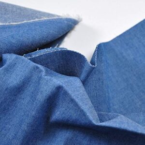 Indigo Blue 4.8 oz 100% Cotton Denim Chambray Fabric,56 Inches Wide, by The Yard