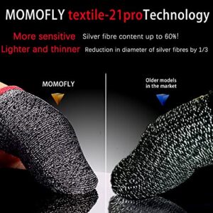 MOMOFLY 60% Silver Fiber Finger Sleeves (10 Pack) Anti-dislodging Touch Screen Breathable Anti-Sweat Shoot Aim Finger Cot Fit Mobile Phone Tablet Devices