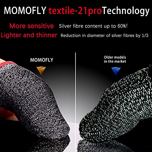 MOMOFLY 60% Silver Fiber Finger Sleeves (10 Pack) Anti-dislodging Touch Screen Breathable Anti-Sweat Shoot Aim Finger Cot Fit Mobile Phone Tablet Devices