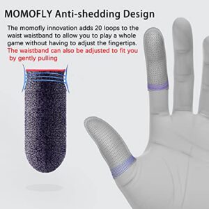 MOMOFLY 60% Silver Fiber Finger Sleeves (10 Pack) Anti-dislodging Touch Screen Breathable Anti-Sweat Shoot Aim Finger Cot Fit Mobile Phone Tablet Devices