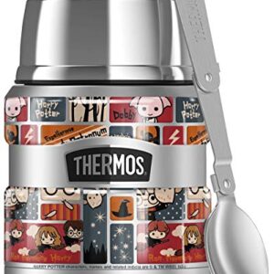 THERMOS Harry Potter Cute Chibi Pattern, STAINLESS KING Stainless Steel Food Jar with Folding Spoon, Vacuum insulated & Double Wall, 16oz