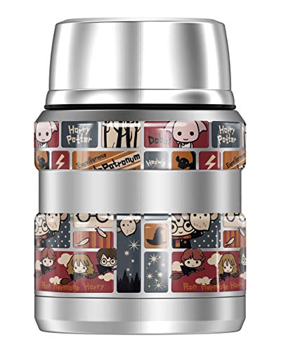 THERMOS Harry Potter Cute Chibi Pattern, STAINLESS KING Stainless Steel Food Jar with Folding Spoon, Vacuum insulated & Double Wall, 16oz