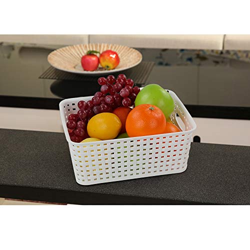 Easymanie Plastic Weave Storage Basket Bin, 10" x 7.5" x 4", 6 Pack