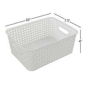 Easymanie Plastic Weave Storage Basket Bin, 10" x 7.5" x 4", 6 Pack