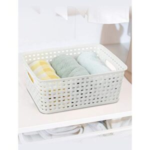 Easymanie Plastic Weave Storage Basket Bin, 10" x 7.5" x 4", 6 Pack