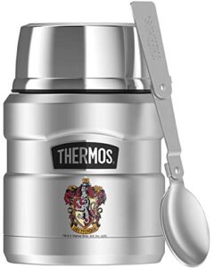 thermos harry potter gryffindor house crest, stainless king stainless steel food jar with folding spoon, vacuum insulated & double wall, 16oz