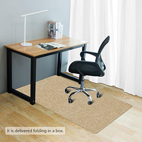 SALLOUS Office Chair Mat, Desk Chair Mat for Hardwood Floors, 0.16" Thick 35"x55" Hard Floor Protector Mat, Indoor Doormat for Entrance, Multi-Purpose Low-Pile Chair Carpet for Home (Beige)
