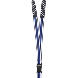 American Flag Office Lanyard - Badge and ID Holder (Thin Blue Line)