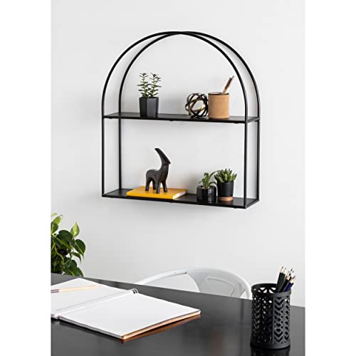 Kate and Laurel Monroe Modern Arch Wall Shelf, 24" x 26", Black, Chic Decorative Geometric Shelf for Wall