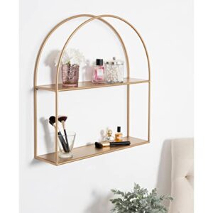 Kate and Laurel Monroe Modern Arch Wall Shelf, 24" x 26", Black, Chic Decorative Geometric Shelf for Wall