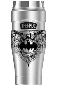thermos batman sublimated winged logo, stainless king stainless steel travel tumbler, vacuum insulated & double wall, 16oz