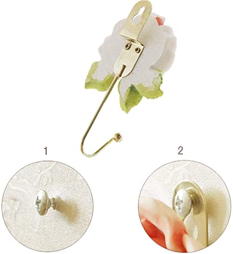 OPENDGO 3PCS Rose Resin Wall Hooks Wall Mounted Creative Flower Iron Hook for Hanging Coat/Hat/Key/Towel/Handbag Hooks/Hangers Room Wall Decor