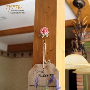 OPENDGO 3PCS Rose Resin Wall Hooks Wall Mounted Creative Flower Iron Hook for Hanging Coat/Hat/Key/Towel/Handbag Hooks/Hangers Room Wall Decor