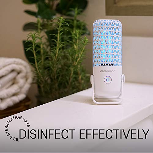 ADDOT Mini Portable UVC, UV Light Sanitizer lamp, Ultraviolet Ozone Double Germicidal Lamp - Sanitize for Small Spaces, Hotels, Kitchen, Car, EPA Registered (white2)